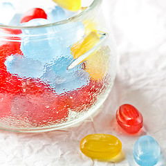 Image showing colorful candies in glass jar