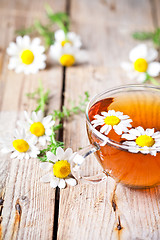 Image showing cup of tea with chamomile flowers 