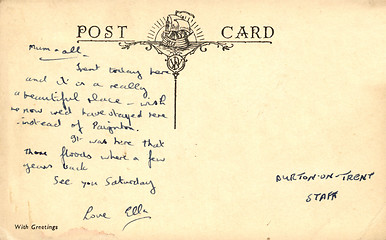 Image showing Backside of vintage postcard