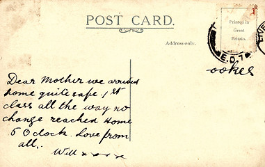 Image showing Backside of postcard