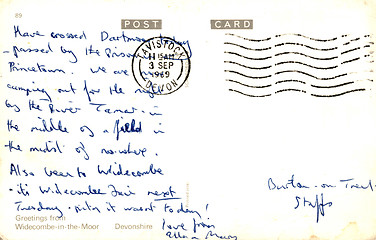 Image showing Backside of postcard