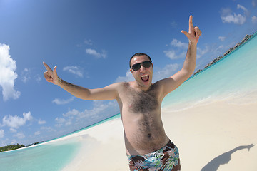 Image showing young man have fun and relax on beach