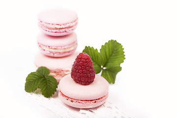 Image showing Macaroons with raspberry