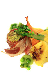 Image showing bacon roll with spring vegetable 