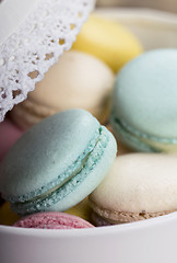 Image showing box of fresh french macaroons