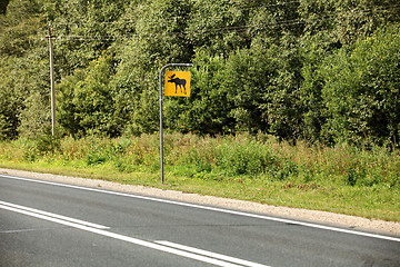 Image showing Road sign attention elk