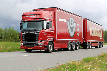 Image showing Scania R730 Euro 6 V8 Woodchip Truck on the Road