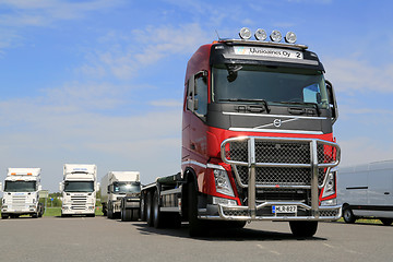 Image showing Red Volvo FH Truck and Blue Sky