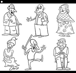 Image showing seniors set cartoon coloring book