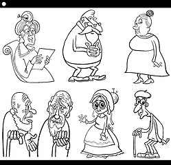 Image showing seniors set cartoon coloring book