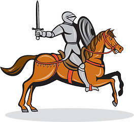Image showing Knight Riding Horse Cartoon