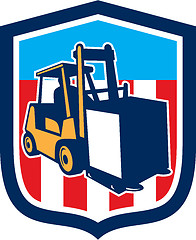 Image showing Forklift Truck Materials Logistics Shield Retro