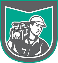 Image showing Cameraman Film Crew HD Camera Video Shield Retro