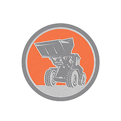 Image showing Metallic Front End Loader Digger Excavator Circle Retro