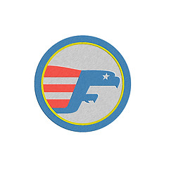 Image showing Metallic Eagle Flying Flag Side Circle Retro