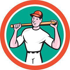 Image showing Baseball Player Holding Bat Cartoon