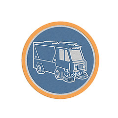 Image showing Metallic Street Cleaner Truck Circle Retro