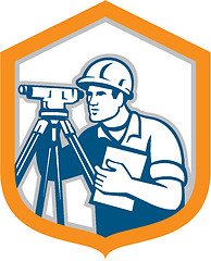 Image showing Surveyor Geodetic Engineer Survey Theodolite Shield Retro