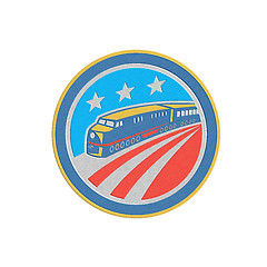 Image showing Metallic Steam Train Locomotive Retro Shield