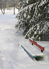 Image showing Bench  under the snow