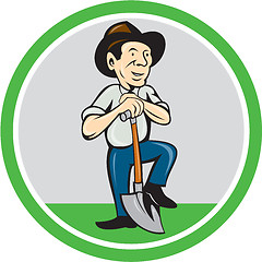 Image showing Farmer Shovel Standing Cartoon