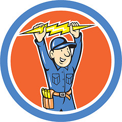 Image showing Thunderbolt Toolman Electrician Lightning Bolt Cartoon