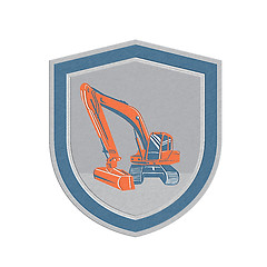 Image showing Metallic Mechanical Digger Excavator Retro Shield