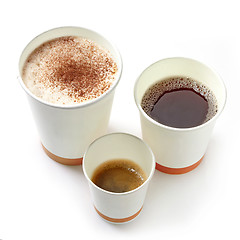 Image showing various kinds of paper take away coffee cups