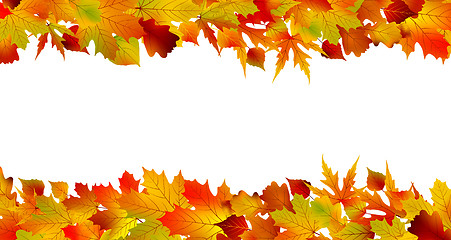 Image showing Colorful autumn border made from leaves. EPS 8