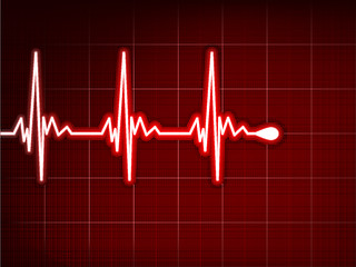 Image showing Heart cardiogram with shadow on it deep red. EPS 8