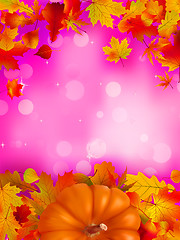 Image showing Orange Pumpkin on elegant pink bokeh. EPS 8