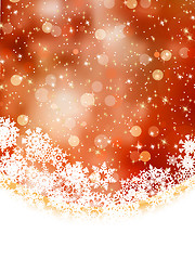 Image showing Orange winter background with snowflakes. EPS 8