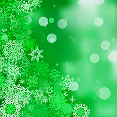 Image showing Green Christmas with white snowflakes. EPS 8