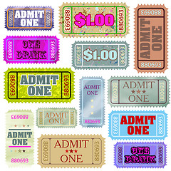 Image showing Set of ticket admit one. EPS 8
