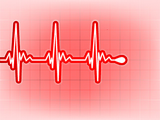 Image showing Heart cardiogram with shadow on it deep red. EPS 8