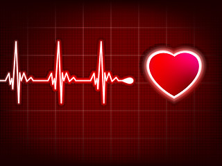 Image showing Heart cardiogram with shadow on it deep red. EPS 8