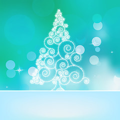 Image showing Christmas abstract tree on a blue bokeh  EPS 8