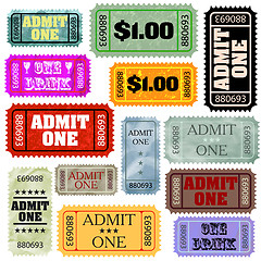 Image showing Tickets in different styles template set. EPS 8