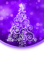 Image showing Christmas tree illustration on violet bokeh. EPS 8