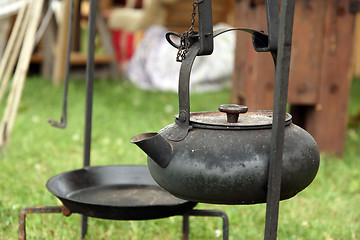 Image showing Antique cast-iron kettle