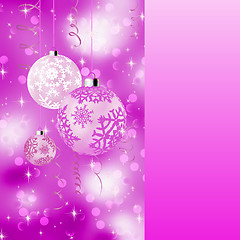 Image showing Pink card with christmas balls. EPS 8