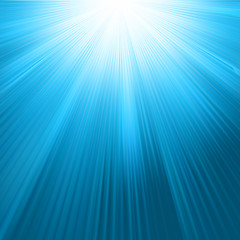 Image showing Sun rays on blue sky template. EPS 8
