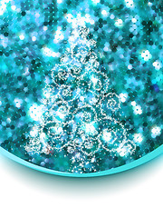 Image showing Christmas tree on blue glitter. EPS 8