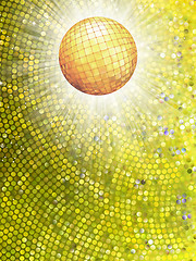 Image showing Gold disco ball on burst with mosaic detail. EPS 8