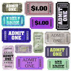 Image showing Set of ticket admit one. EPS 8