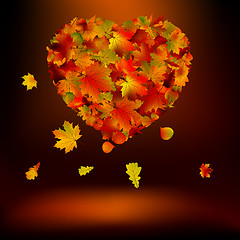 Image showing Heart with autumnal leaves. EPS 8