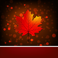 Image showing Card with autumn maple leaf template. EPS 8