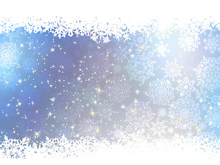 Image showing Christmas blue background with snow flakes. EPS 8