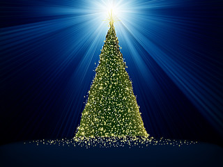 Image showing Abstract green christmas tree on blue. EPS 8