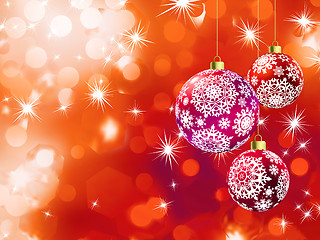 Image showing Orange bokeh of christmas lights with ball. EPS 8